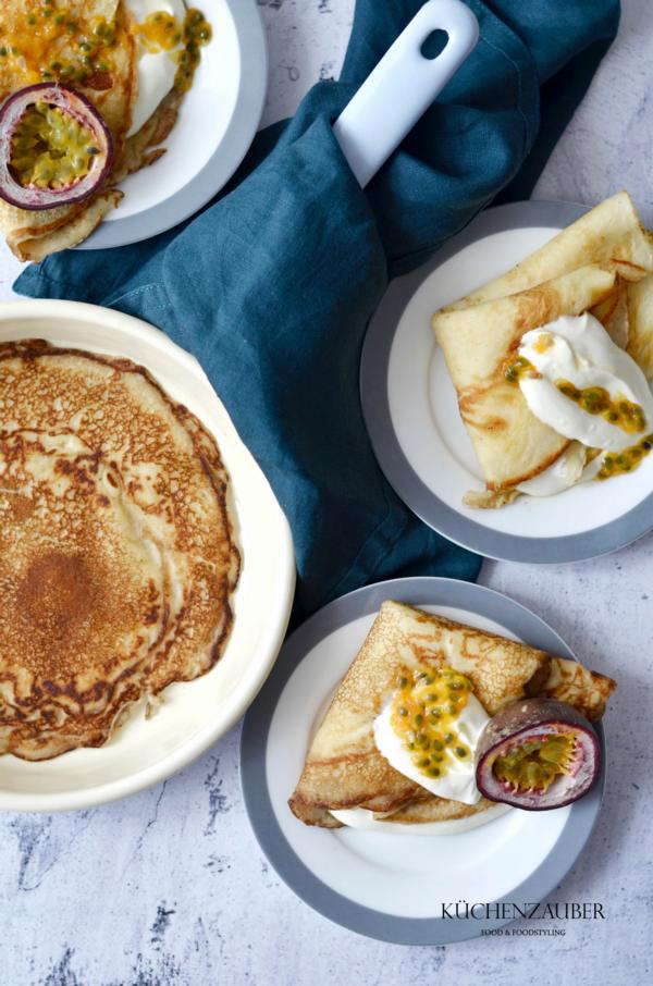 Buttermilch Pfannkuchen mit Topfen-Passionsfrucht - Küchenzauber